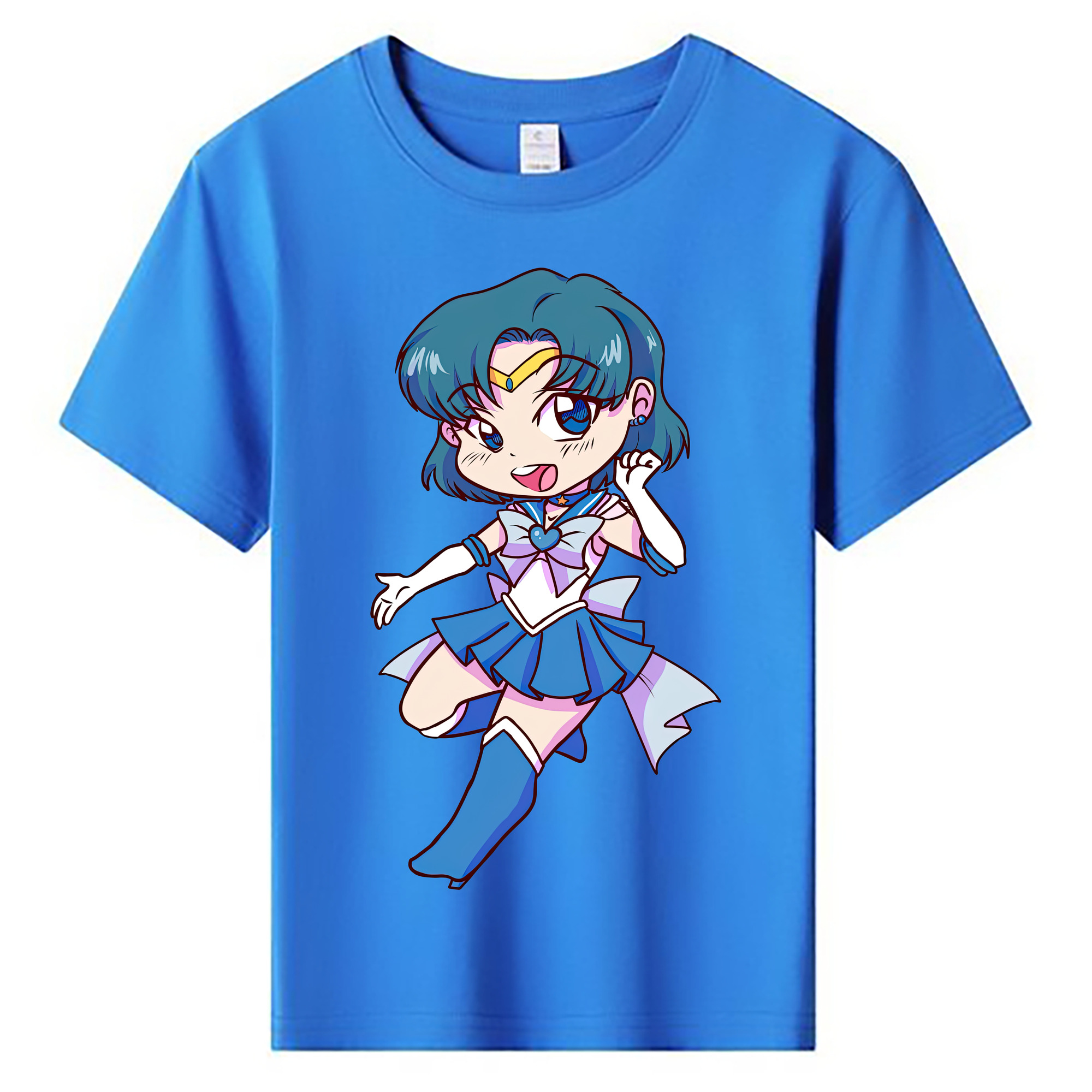 （画像用） 美少女戦士セーラームーン 水野 亜美 みずの あみ Sailor Moon Mizuno Ami 綿100％キッズTシャツ（フロントプリント）